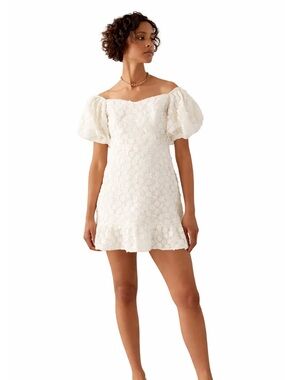 & Other Stories Balloon Sleeve White/Cream Lace Mini Dress Size 4 New With Tags!